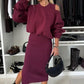 ❄️Early Winter Discount-50% OFF💃Women's Slanted Shoulder Sweatshirt & Sleeveless Dress Set