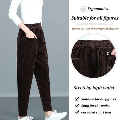 Women's High Waisted Corduroy Warm Pants