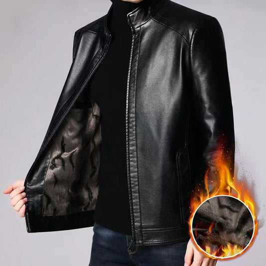 🖤Black Friday Sale:49% OFF🖤Men’s Warm Plush Lining Leather Jacket Coat - Gift for Him!