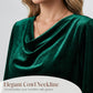 Women's Velvet Cowl Neck Long Sleeve Top
