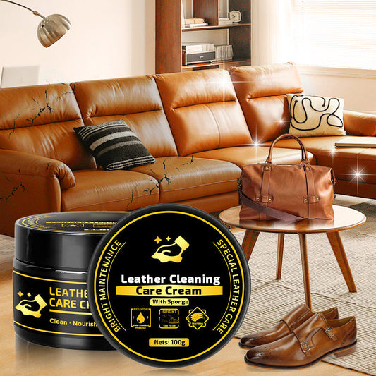 ✨ Leather Care & Cleaning Cream with Sponge 🧼